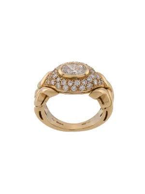 Bulgari Pre-Owned خاتم ذهب أصفر عيار 18 مرصع بألماس