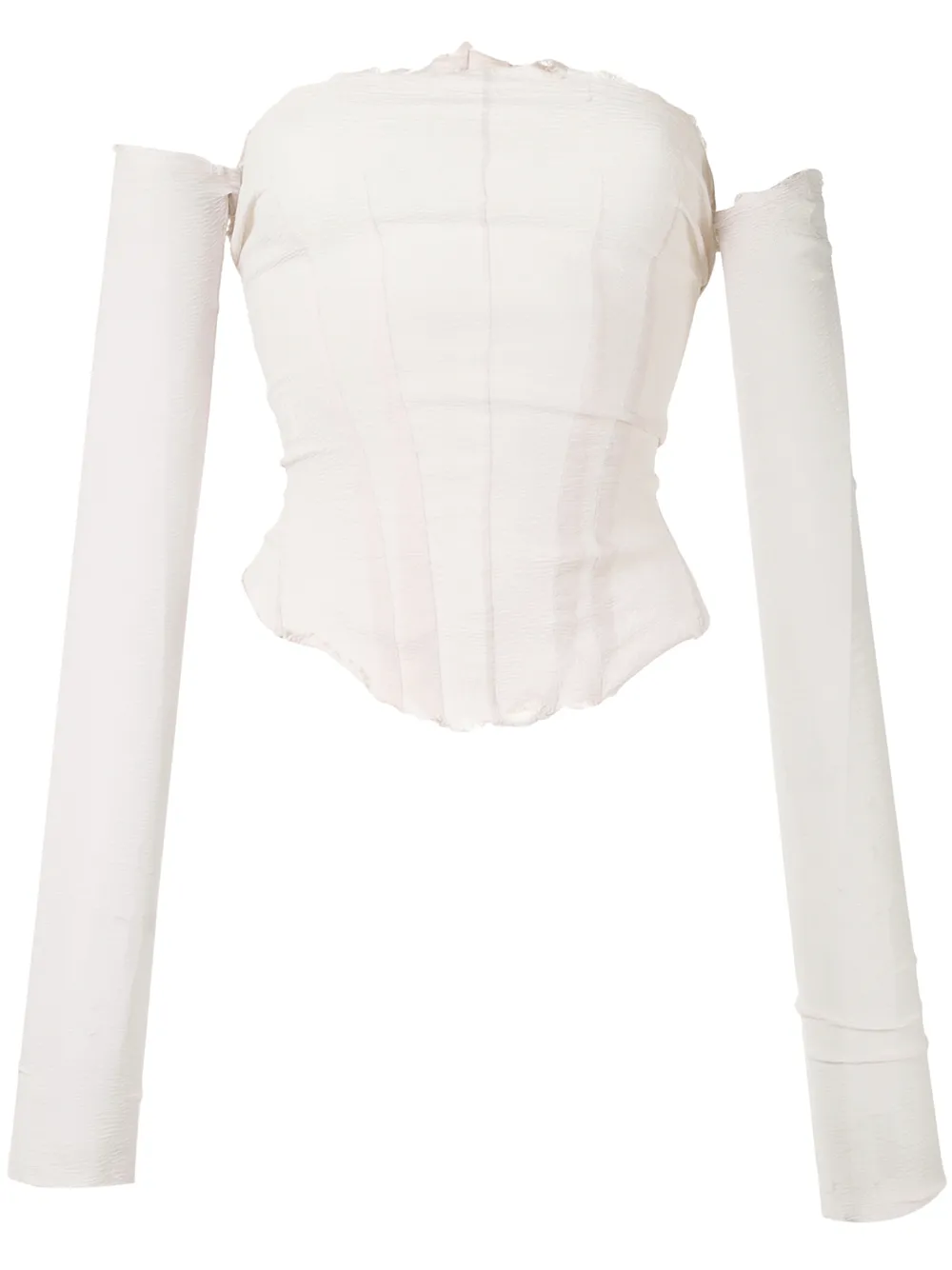 Click to view more detailed imagery on our partner's website Marc Le Bihan Raw-edge Off-the-shoulder Crepon Top In Neutrals