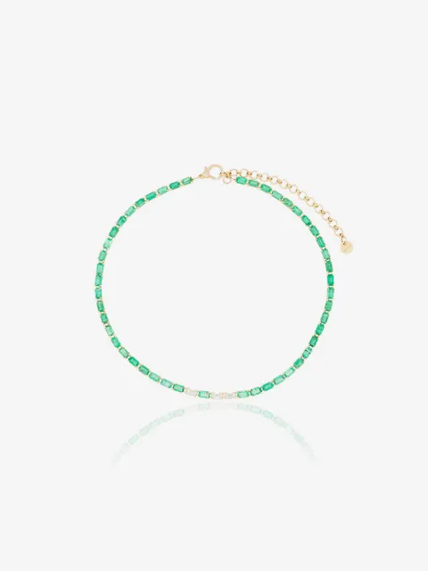 SHAY 18K yellow gold emerald and diamond tennis choker