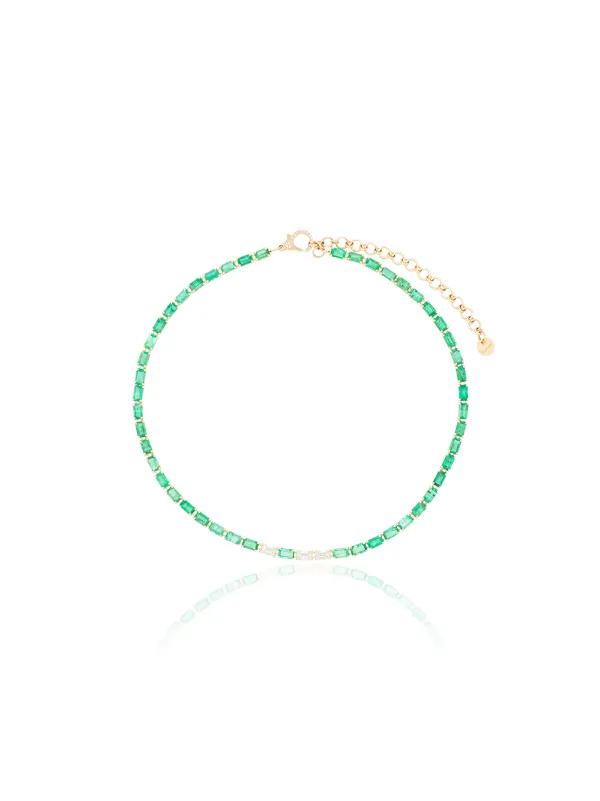 Shay Emerald & Diamond East West Tennis Necklace in Gold