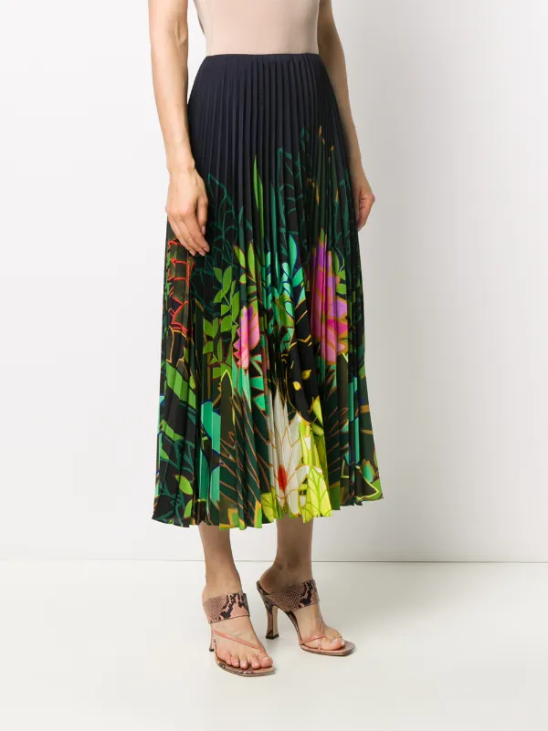 ヴァレンティノプリーツスカート Valentino Garavani フローラル プリーツスカート | ブルー | FARFETCH JP