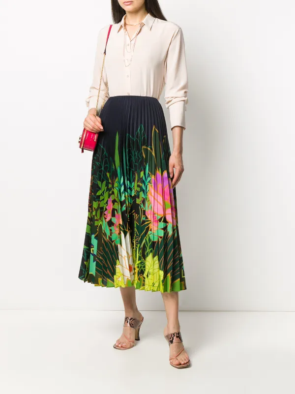 Valentino Garavani フローラル プリーツスカート | ブルー | FARFETCH JP
