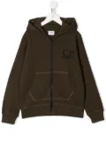 C.P. Company Kids goggle insert zipped front hoodie - Green