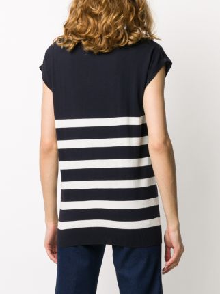 striped short-sleeve knit top展示图