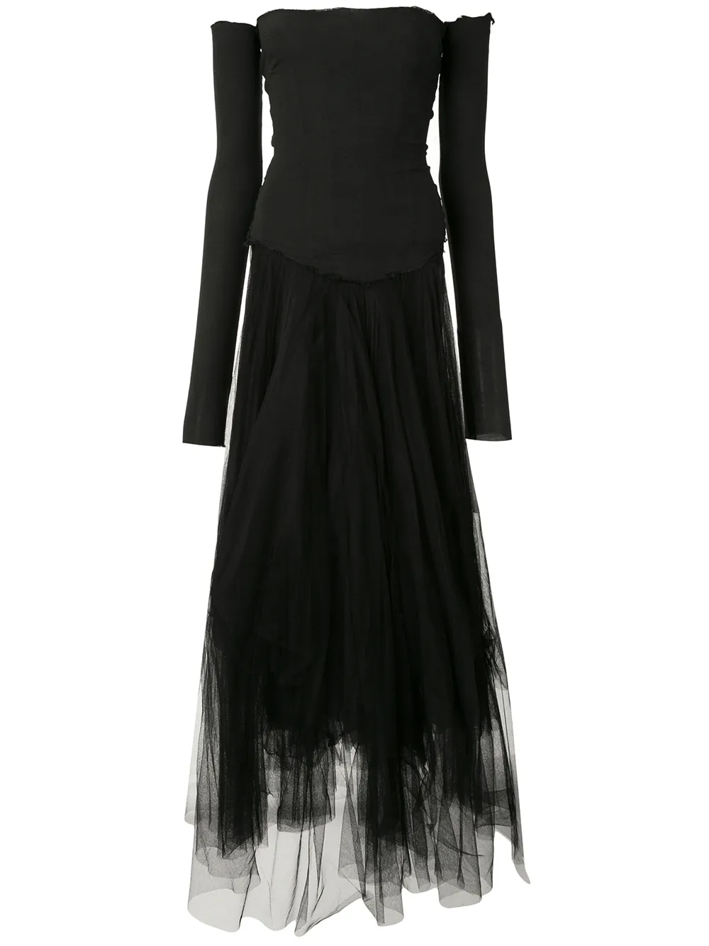 Click to view more detailed imagery on our partner's website Marc Le Bihan Off-the-shoulder Tulle-panelled Dress In Black