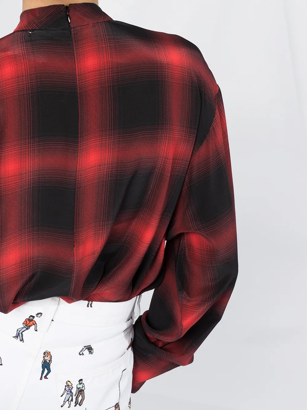 Stella McCartney Zadie geruite zijden blouse Rood