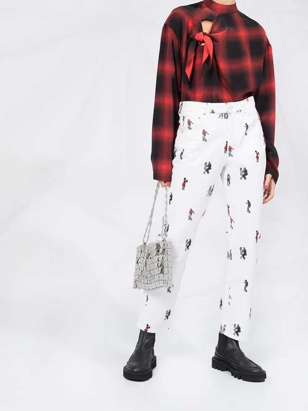 Stella McCartney Zadie geruite zijden blouse Rood