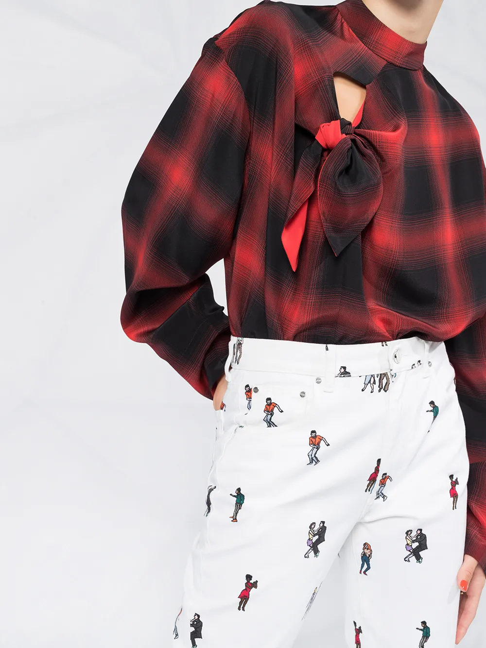 Stella McCartney Zadie geruite zijden blouse Rood