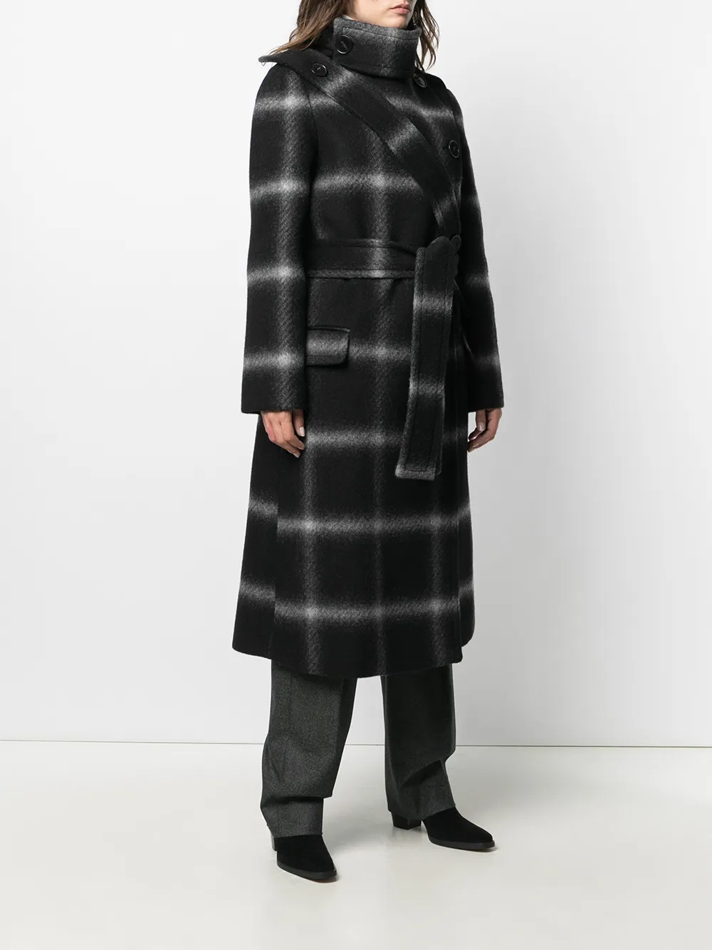 Stella Mccartney Multicolor Wool Oversize Coat In Black