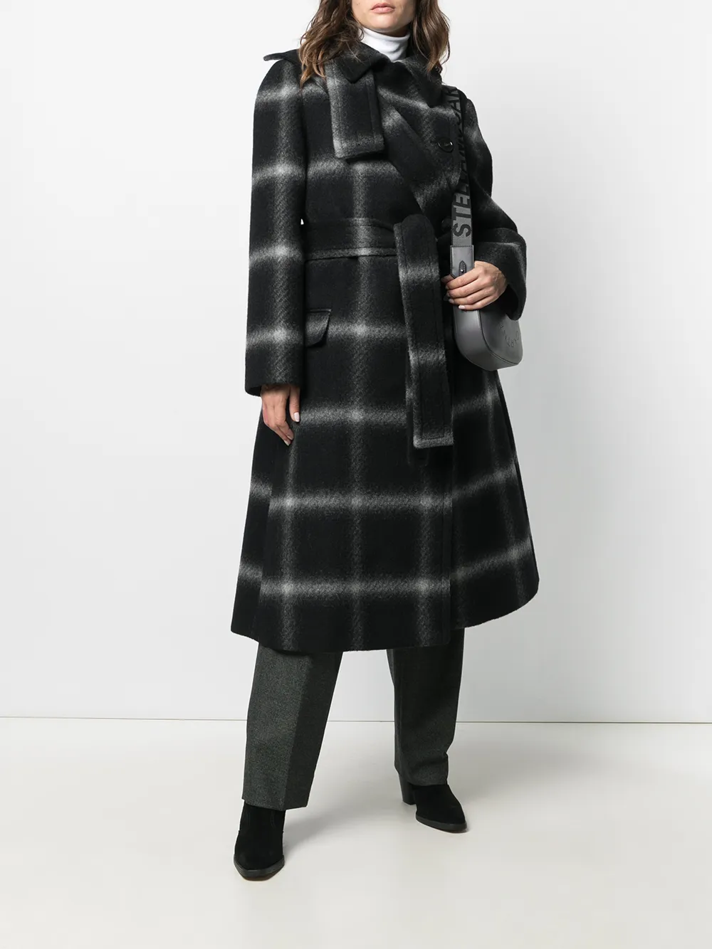 Stella Mccartney Multicolor Wool Oversize Coat In Black