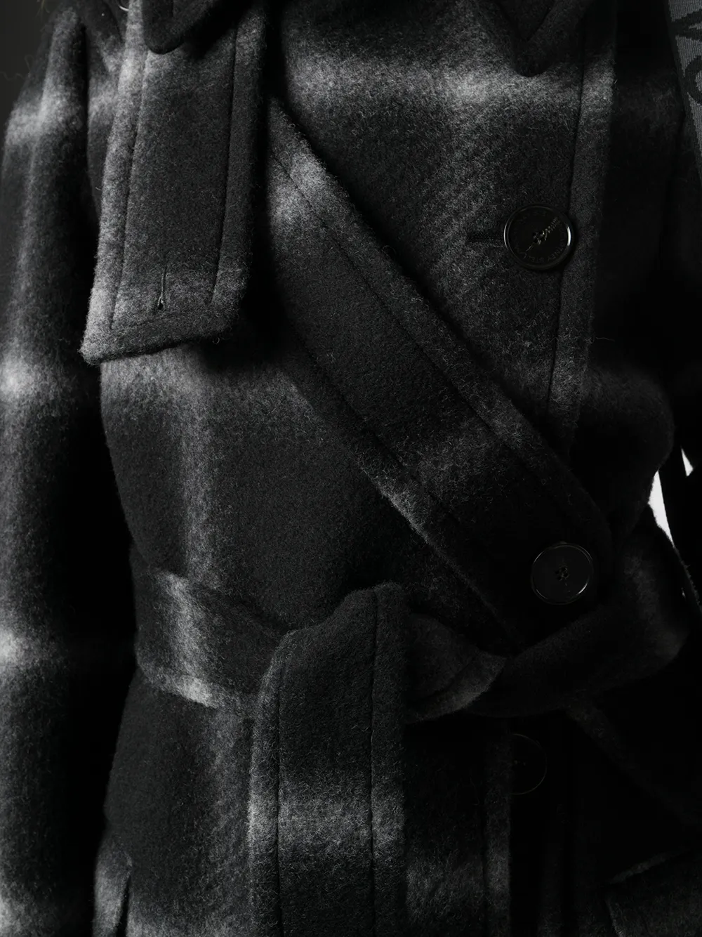 Stella Mccartney Multicolor Wool Oversize Coat In Black