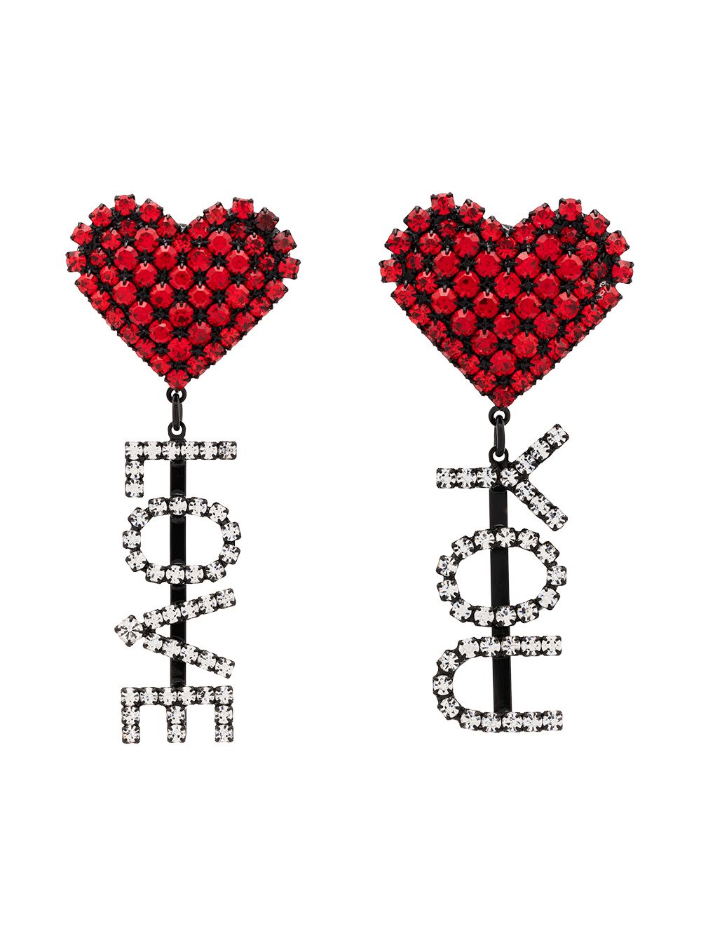 фото Ashley williams red love you heart crystal clip earrings