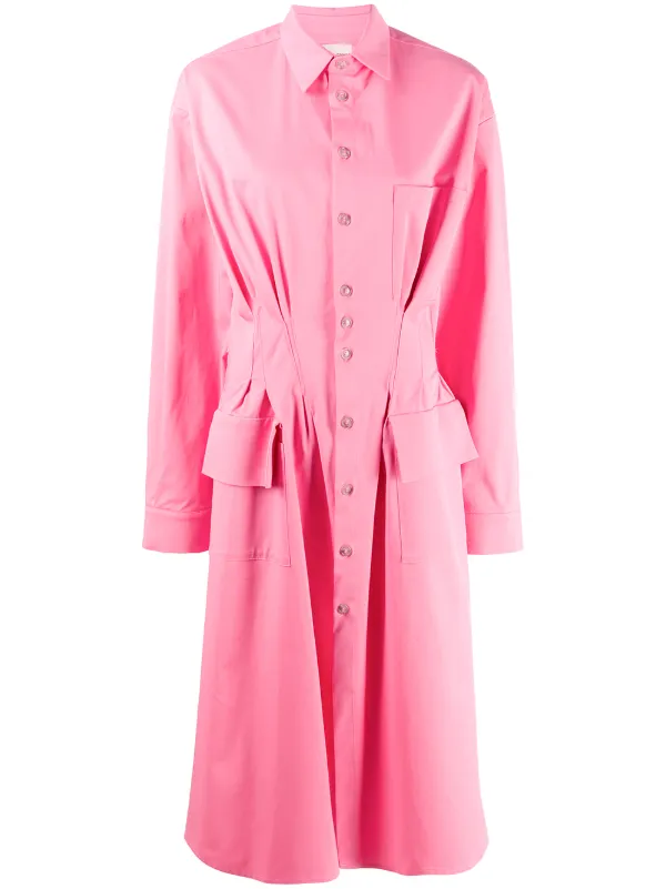 pink midi shirt dress