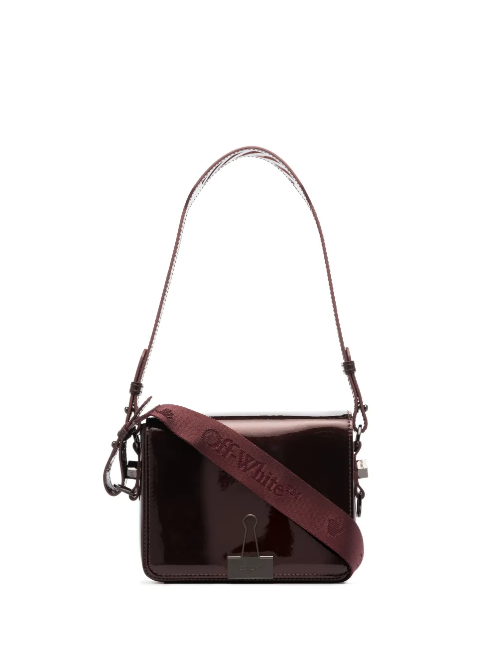 

Off-White Binder Clip patent-leather shoulder bag - Red