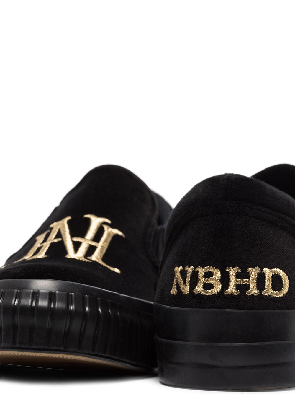 фото Neighborhood logo-print velvet sneakers