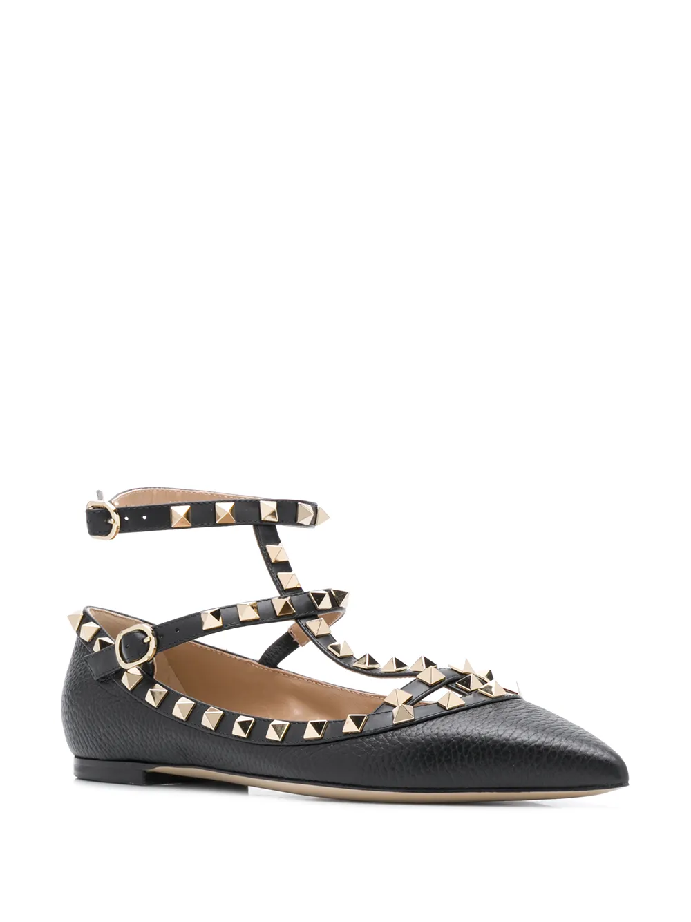 Valentino Garavani Rockstud point-toe ballerina flats Black