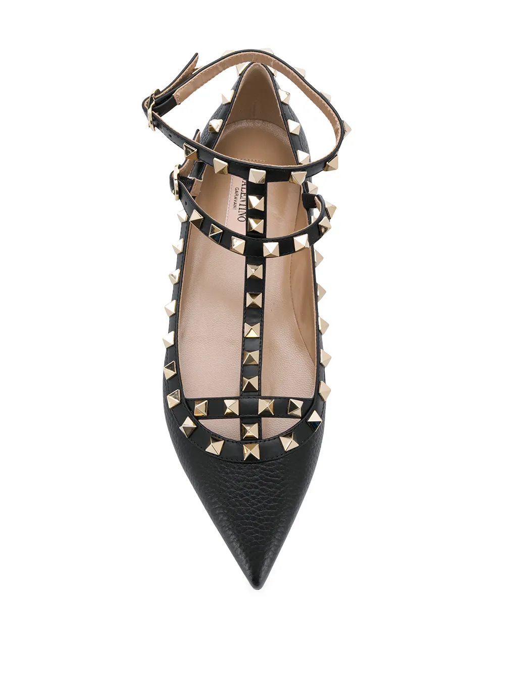 Valentino Garavani Rockstud point-toe ballerina flats Black