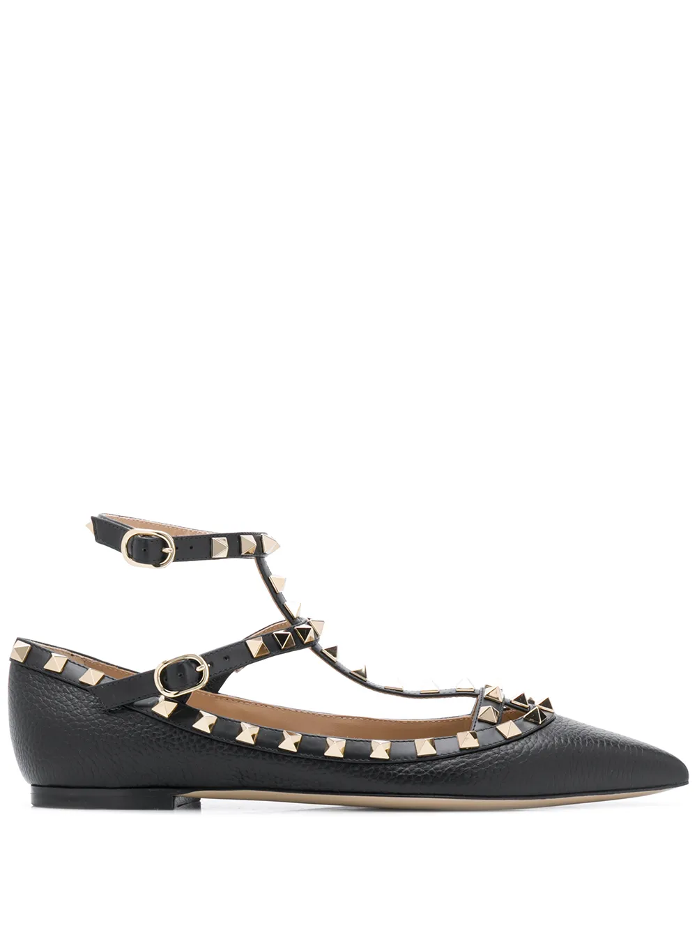 Valentino Garavani Rockstud point-toe ballerina flats Black