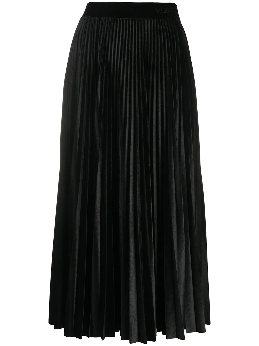 black velvet pleated skirt