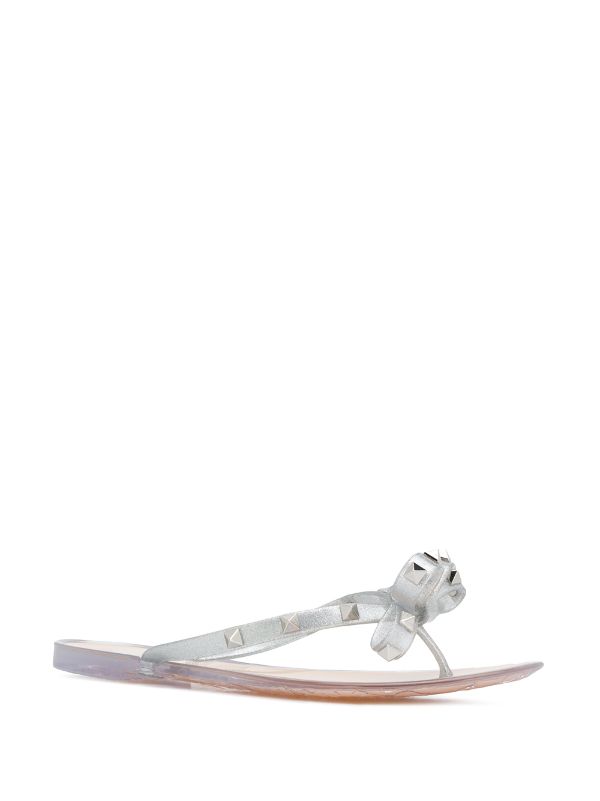 silver valentino flip flops