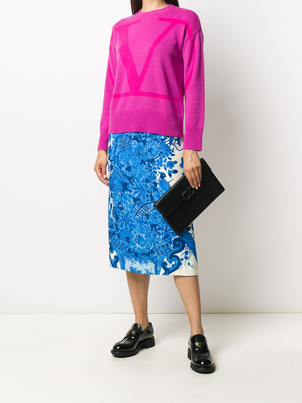 Valentino Garavani Midi-jurk met bloemenprint - Blauw