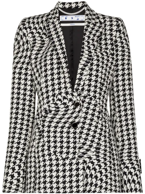 Off-White Blazer abotoamento simples com padronagem pied-de-poule