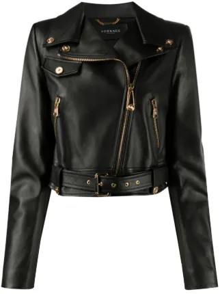 versace leather jacket womens