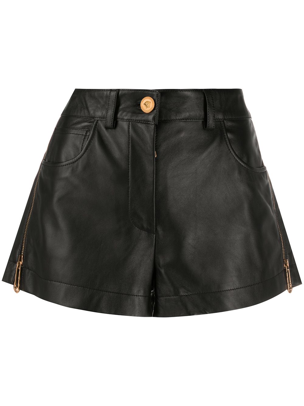 Versace zip-detail Leather Shorts - Farfetch