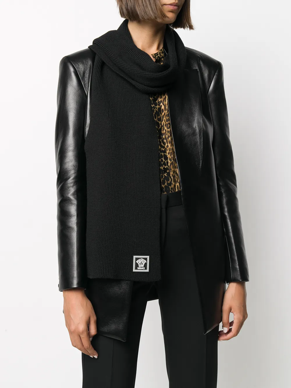 Versace Medusa geribbelde sjaal - Zwart