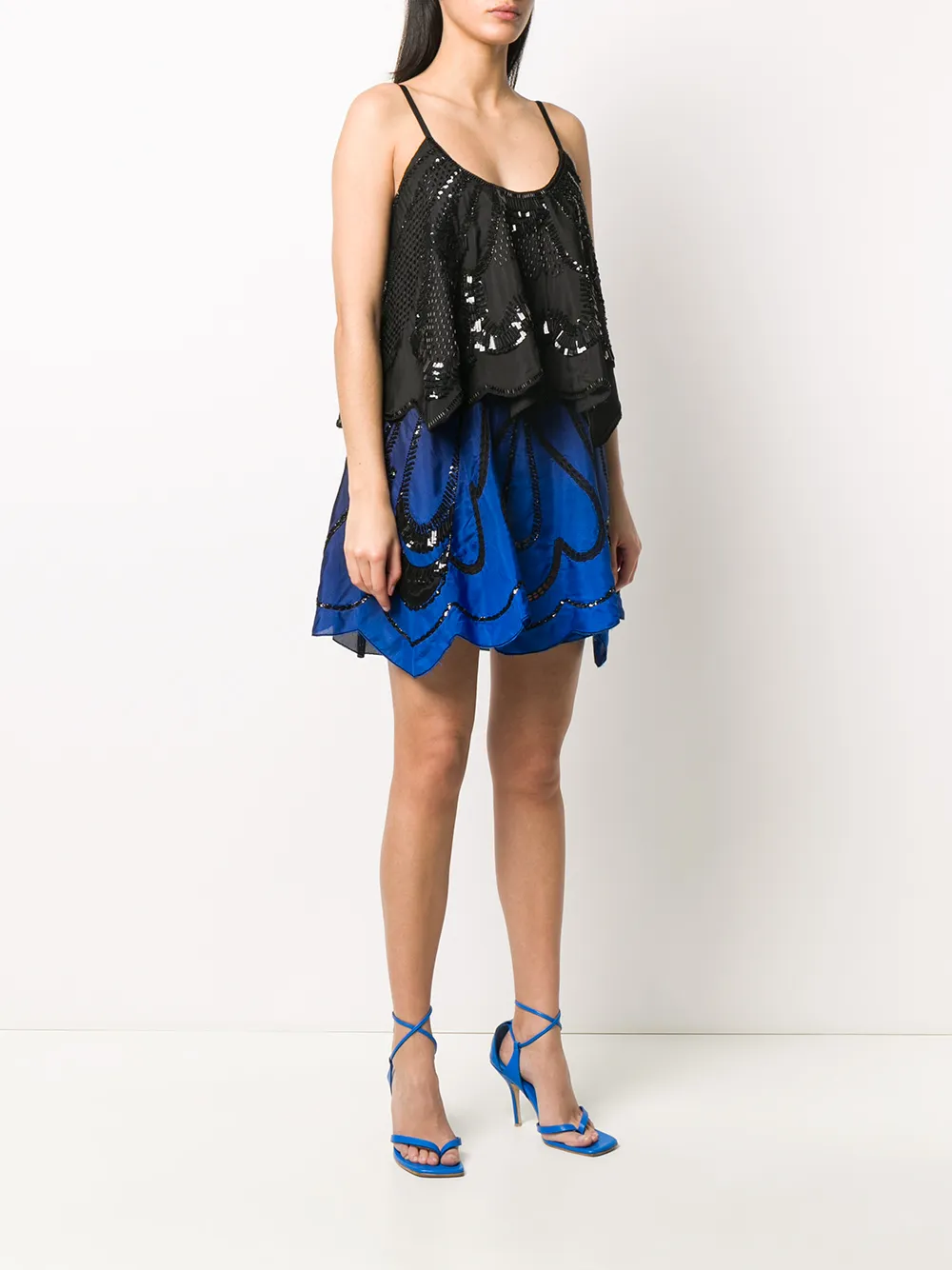 Alberta Ferretti Gelaagde mini-jurk Blauw