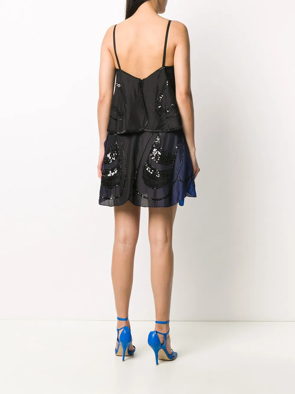 Alberta Ferretti Gelaagde mini-jurk Blauw