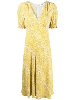 dvf yellow leopard dress