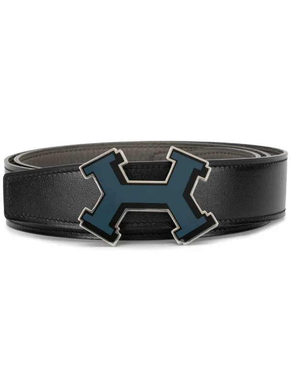 hermes black and white reversible belt