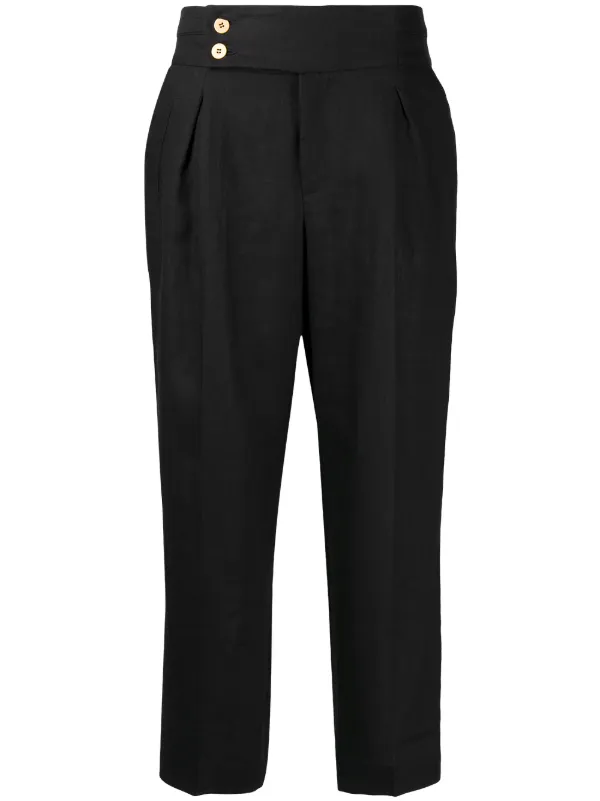 black high waisted cropped trousers