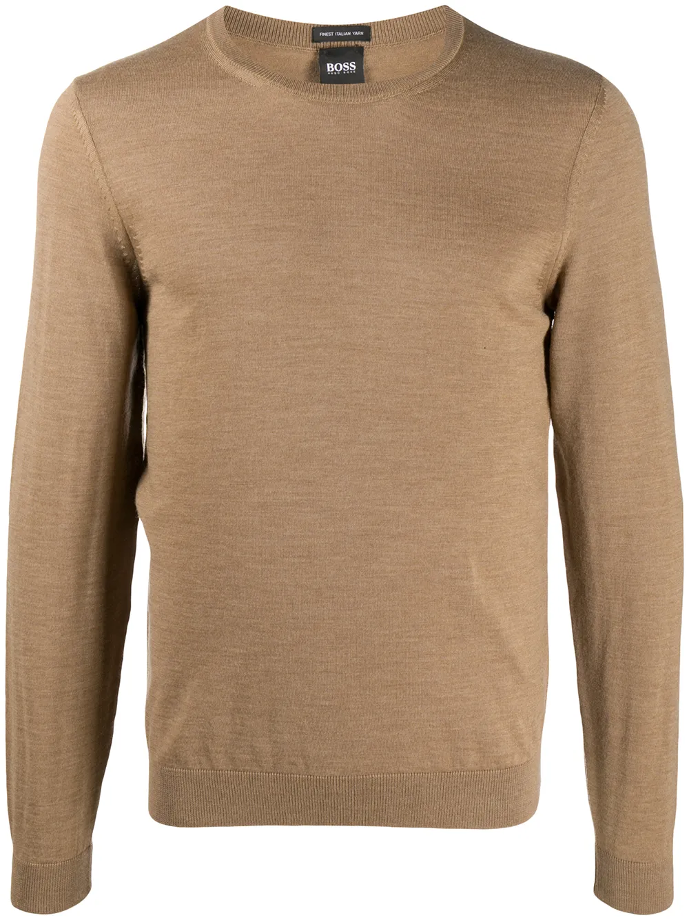 

BOSS long-sleeve fitted jumper - Brown