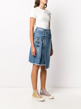 asymmetrical wrap denim skirt展示图