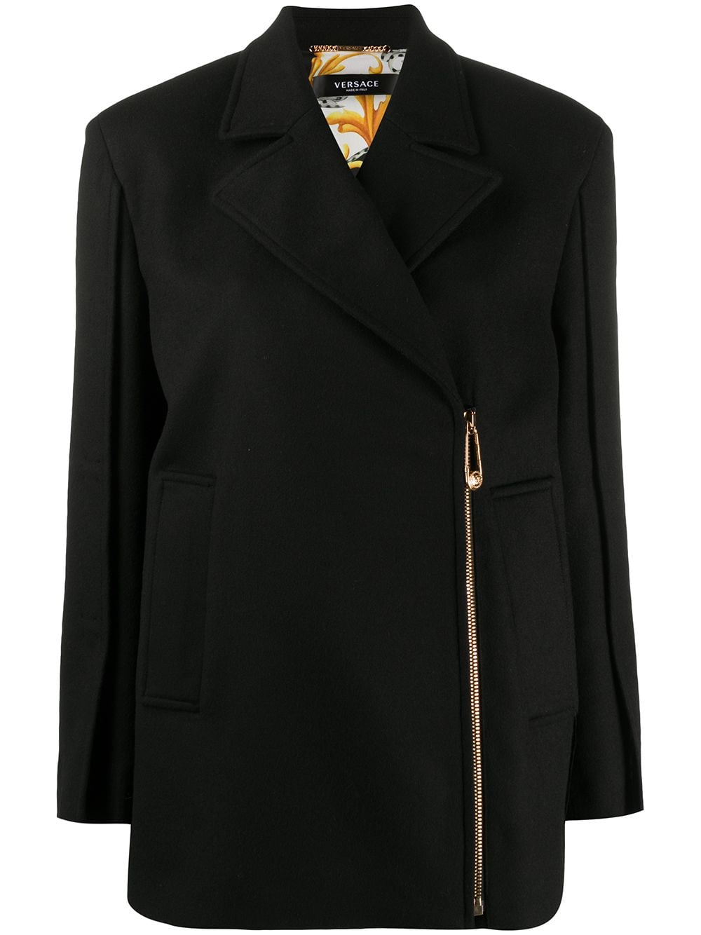 фото Versace пиджак на молнии с декоративной булавкой