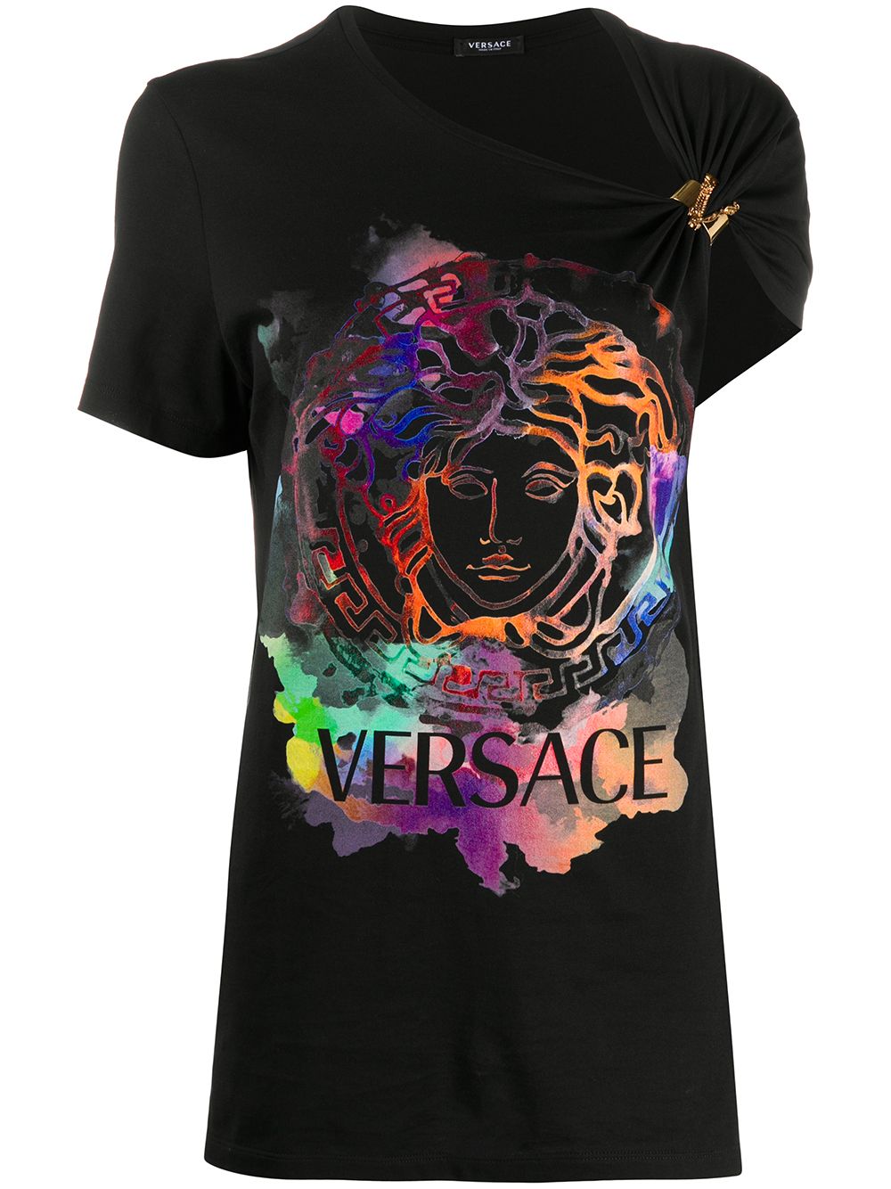 фото Versace футболка асимметричного кроя с графичным принтом