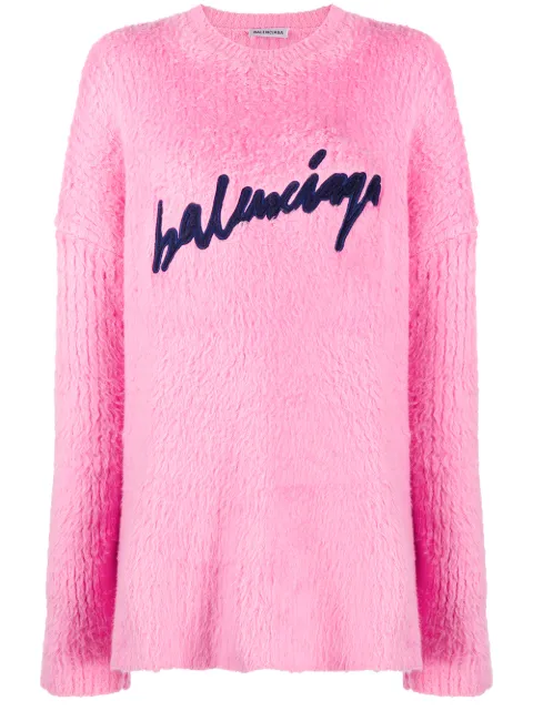 balenciaga pink logo hoodie