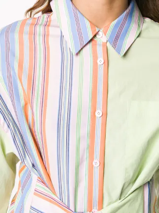 stripe tied-waist shirt dress展示图