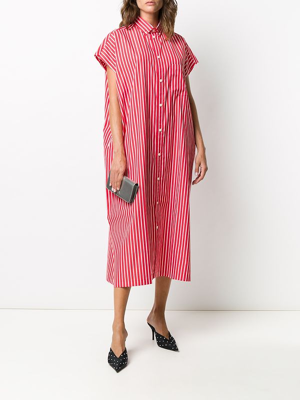 Shop blushing & white Balenciaga striped shirt dress with Delivery Chem-uclaShops