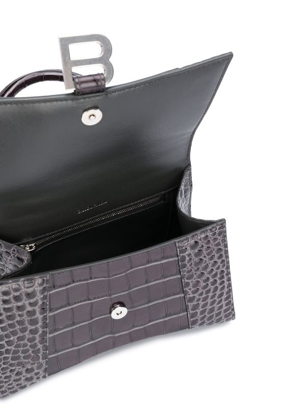 Balenciaga Crocodile Hourglass Small Bag in Black