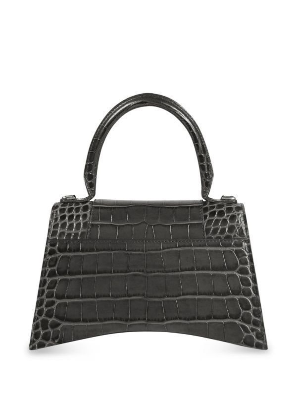 Balenciaga Black Crocodile Embossed Small Hourglass Handbag Purse