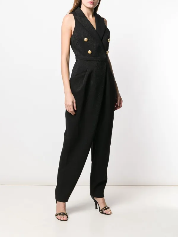 Balmain Shawl Lapel Sleeveless Jumpsuit 