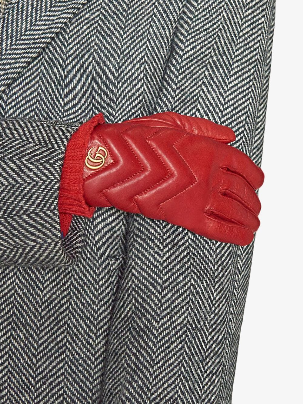фото Gucci перчатки gg marmont с узором шеврон