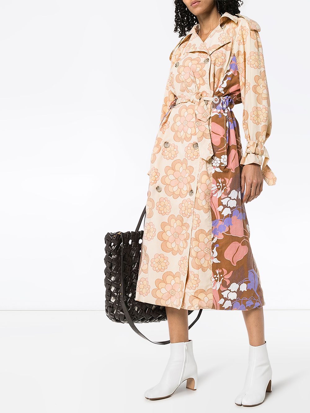 фото Rave review rue floral-print trench coat