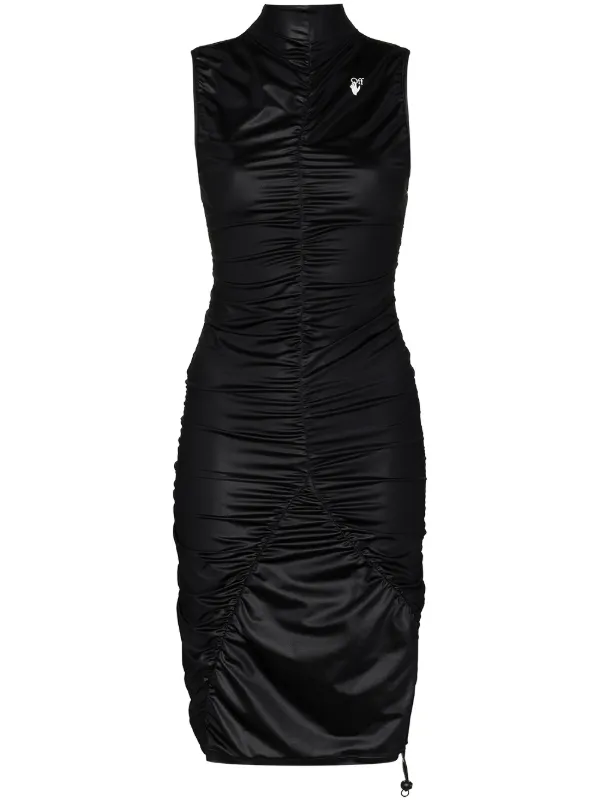 white ruched mini dress