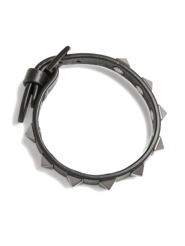 Valentino Garavani Rockstud Leather Bracelet | Black | FARFETCH