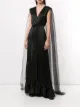 MM6 Maison Margiela Vestido de festa com decote profundo e pelerine translúcido