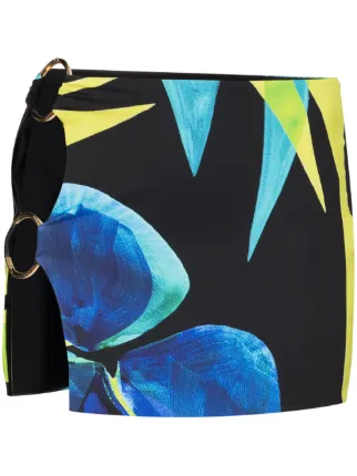 Louisa Ballou Floral Print Mesh Mini Skirt Farfetch
